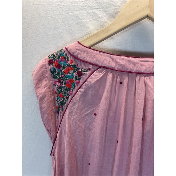 NEW Boden Amelia Pink Embroidered Dress 10R cap sleeve pockets knee length - Picture 4 of 11